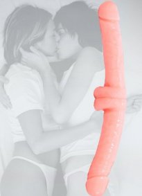 Çift Taraflı Testisli Ten Renginde Anal Ve Vajinal Dildo