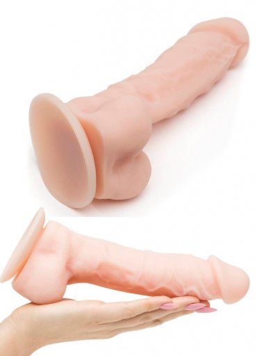 Damarlı 22 Cm Testisli Vantuzlu Dildo