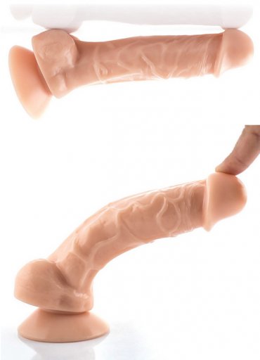 Damarlı 22 Cm Testisli Vantuzlu Dildo