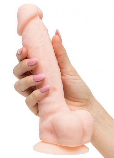 Damarlı 22 Cm Testisli Vantuzlu Dildo