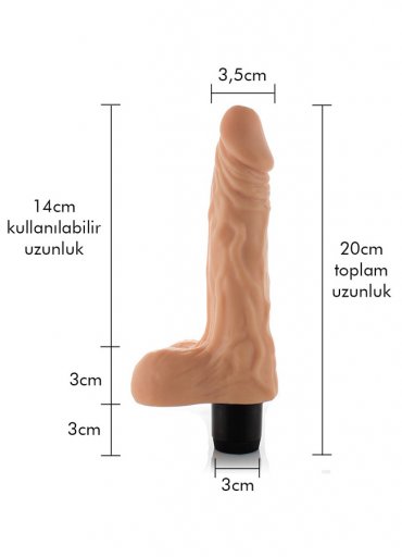 Gerçekçi Et Dokulu 20 Cm Vibratör