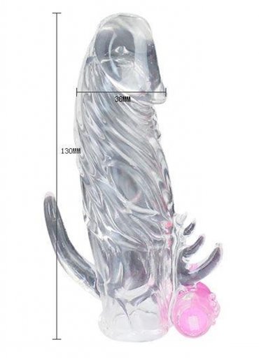 Titreşimli Klitoris Uyarıcılı Silikon Yapıya Sahip Penis Kılıfı