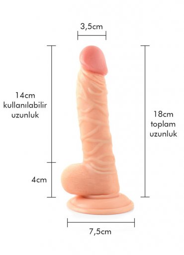 Çift Dokulu 18 Cm Realistik Penis