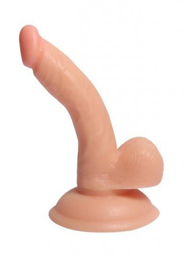 Realistik Eğik Pozisyonda Testisli Dildo