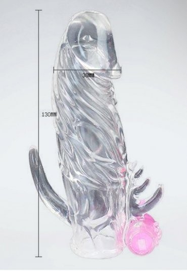 Titreşimli Klitoris Uyarıcılı Silikon Yapıya Sahip Penis Kılıfı