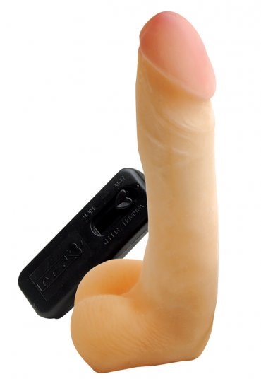 CyberSkin Vibrating CyberCock with Balls Light Dildo