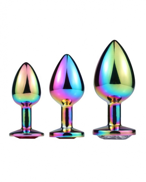 Anal Plug Metal Çok Renkli 3lü Set