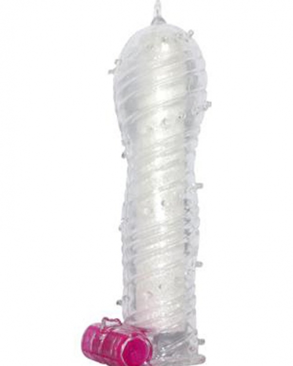 Tırtıklı Titreşimli Şeffaf Penis Kılıfı