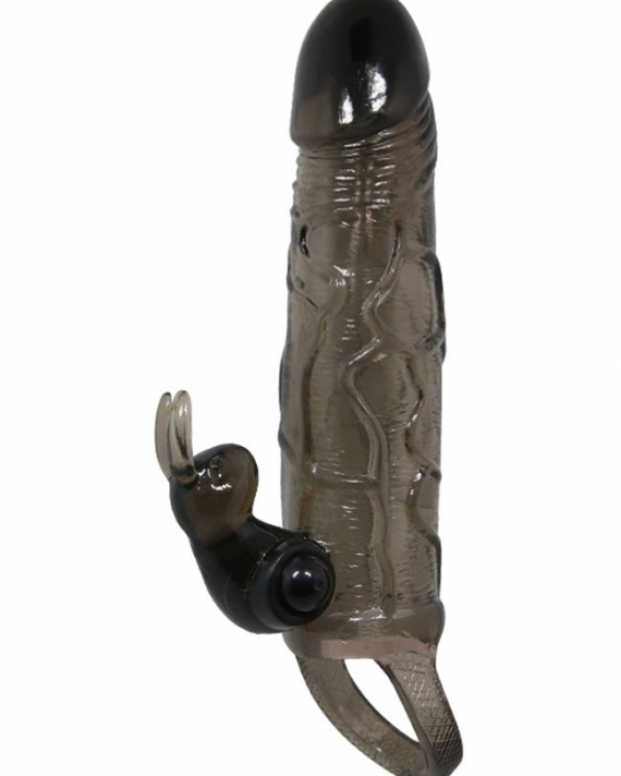 Klitoris Uyarıcılı Siyah Penis Kılıfı