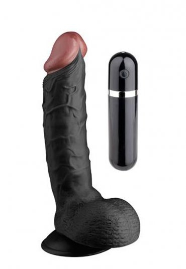 Testisli Damarlı 23 Cm Titreşimli Zenci Dildo