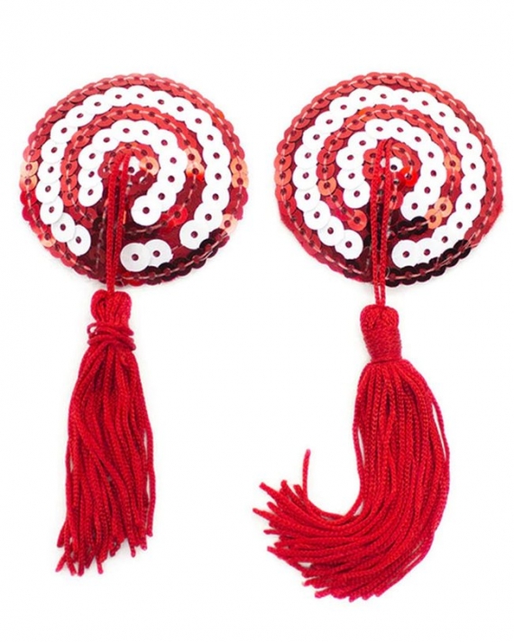 Silikon Kırmızı Beyaz Pullu Göğüs Püskülü