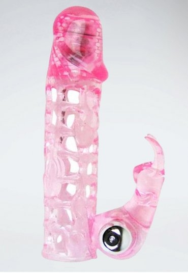 Titreşimli Klitoris Uyarıcılı Tırtıklı Silikon Penis Kılıfı