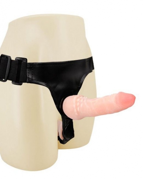 Harness Realistik Deri Kemerli Anal Vajinal Çift Penisli