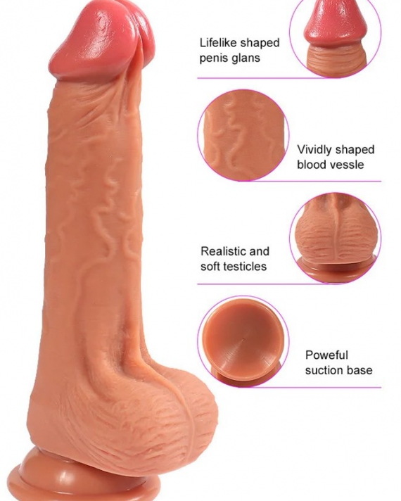 Çift Katmanlı Et Dokusunda 21.5 CM Realistik Dildo