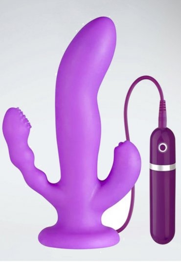 Sculp Silikon Uyarıcılı Çatal Vibratör Mor Renk